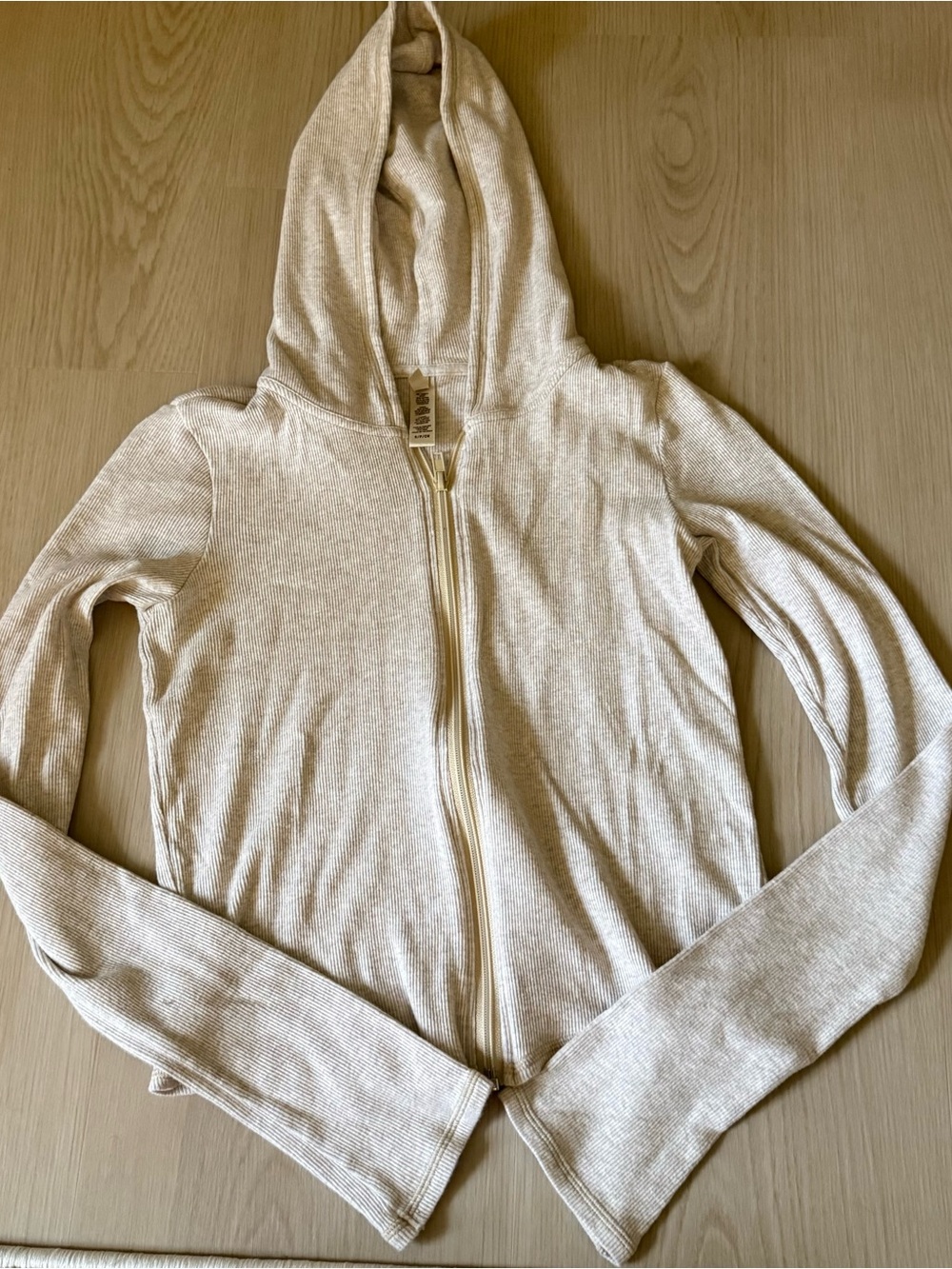 Skims ribbed zip up hoodie top